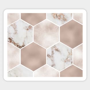 Artico marble rose gold pearl hexagons Sticker